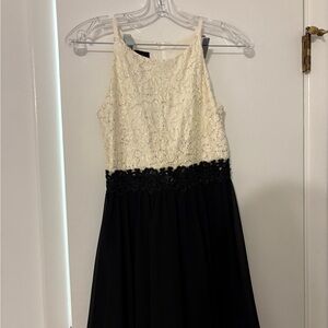 Ally B Black and Cream Lace Prom Dress